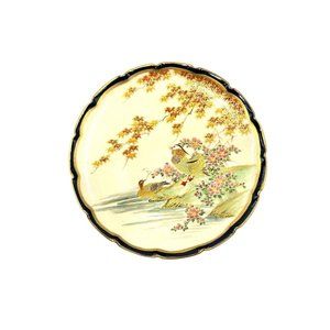 Vintage Japanese Porcelain Plate Signed Soho China Hand Painted Bird Design
